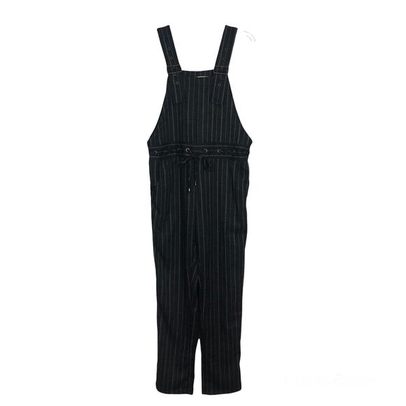 Black Pine Striped Charcoal Overalls S - Picture 1 of 12